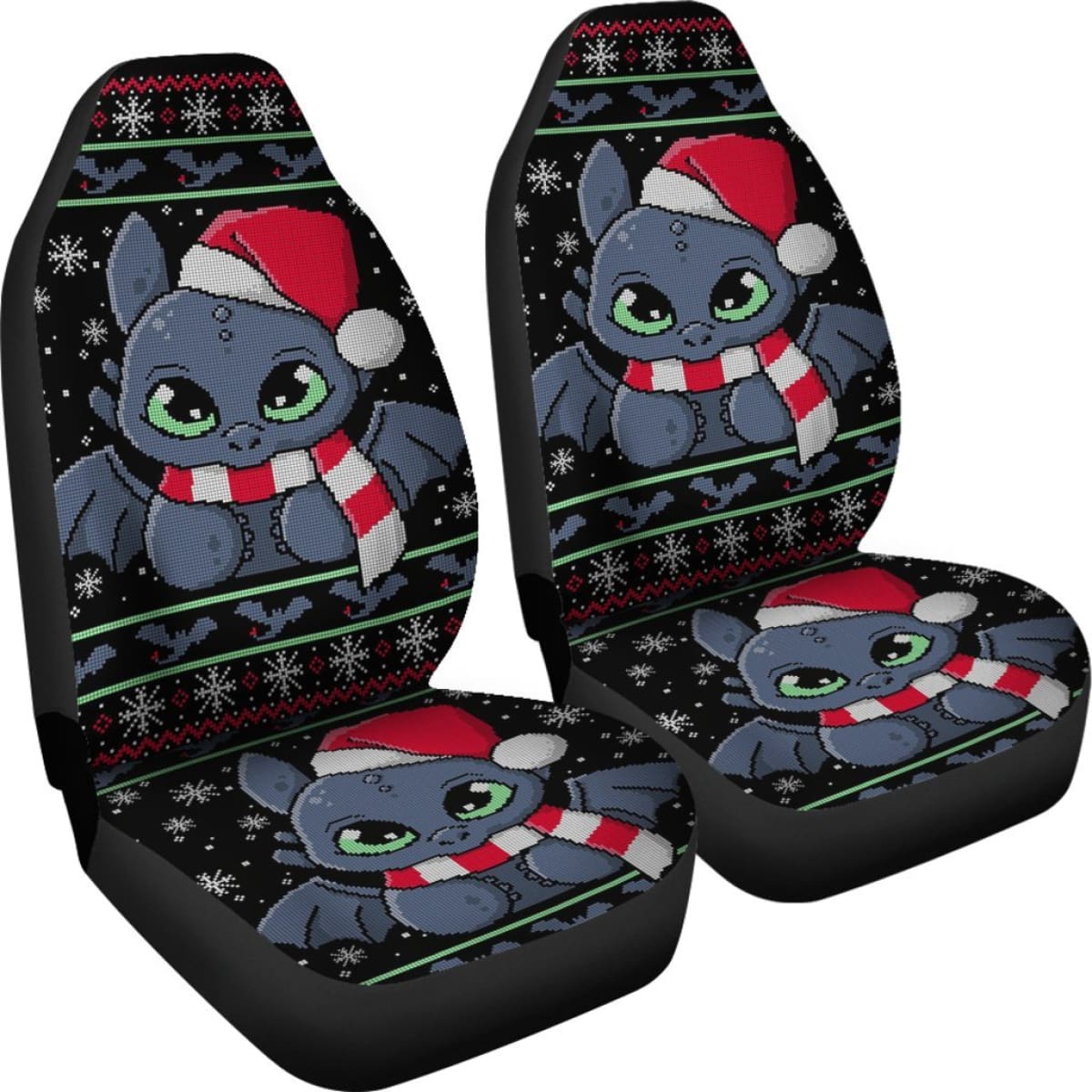 Toothless Christmas Fan Art Car Seat Cover Universal Fit 210212