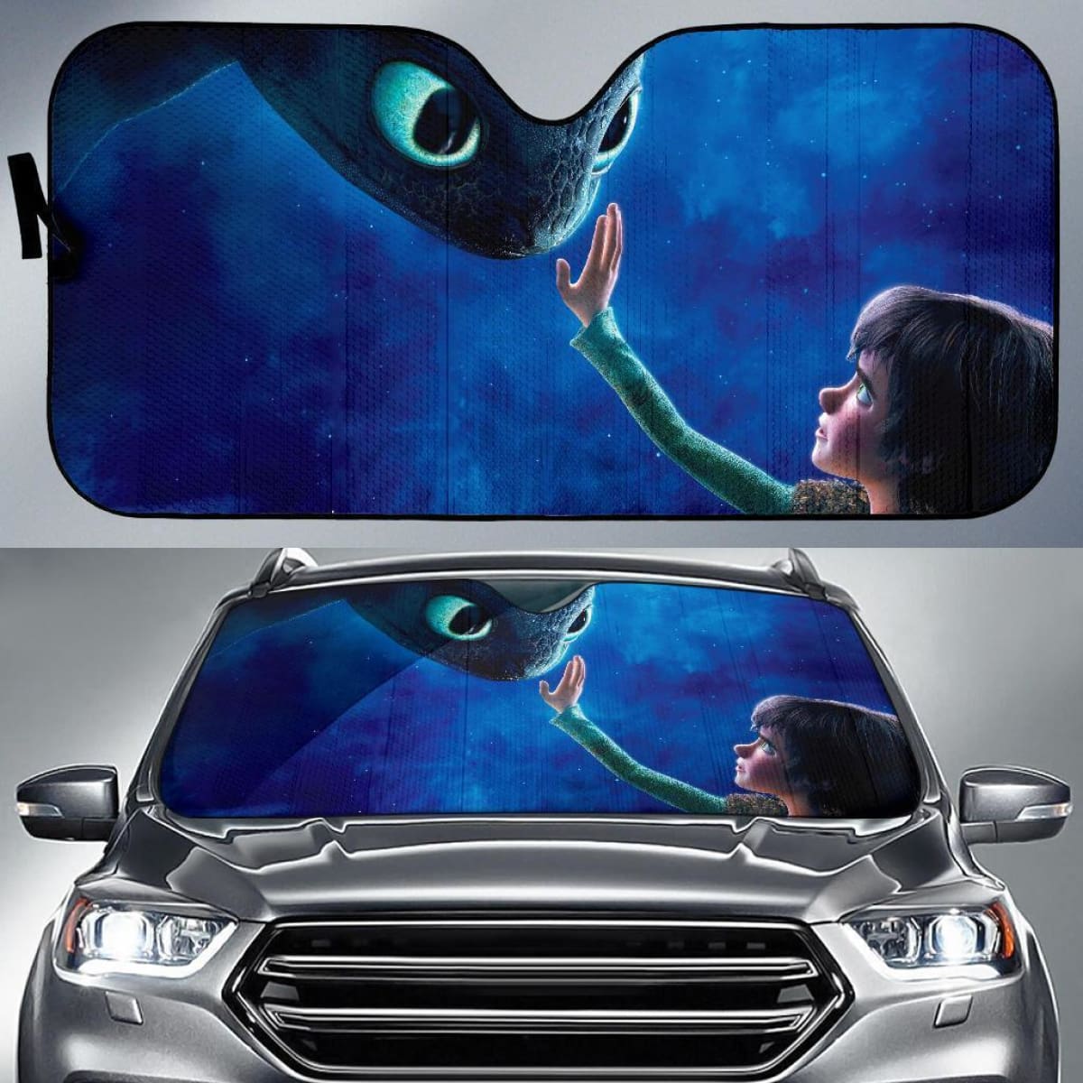 Toothless & Heccup Animate Auto Sun Shade Nh07 Universal Fit 111204