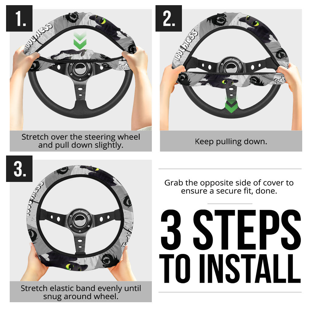 Toothless How To Train Your Dragon Car Steering Wheel Cover