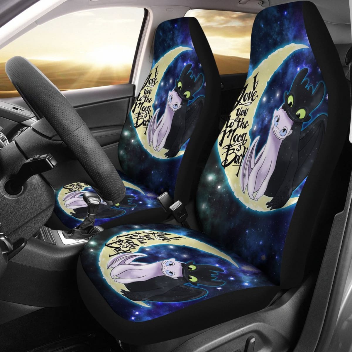 Toothless & Light Fury Car Seat Covers Cartoon Fan Gift H041420 Universal Fit 084218