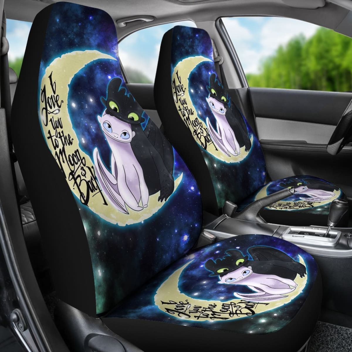 Toothless & Light Fury Car Seat Covers Cartoon Fan Gift H041420 Universal Fit 084218