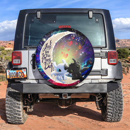 Toothless Light Fury Night Fury Love You To The Moon Galaxy Spare Tire Cover