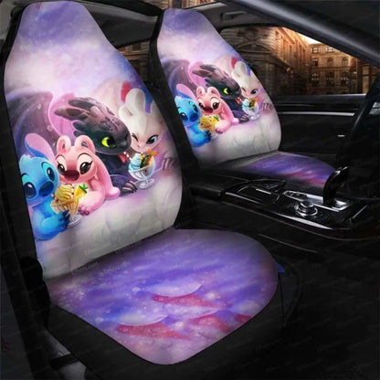 Toothless Light Fury Stitch Lilo Couple Car Seat Covers Set Of Universal Fit - Universal Fit - PersonalizedFury