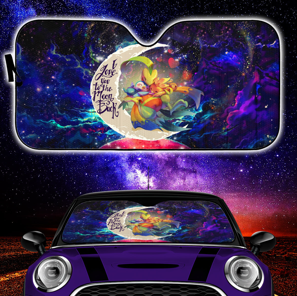 Torchic Grovyle Piplup Pokemon Love You To The Moon Galaxy Car Auto Sunshades