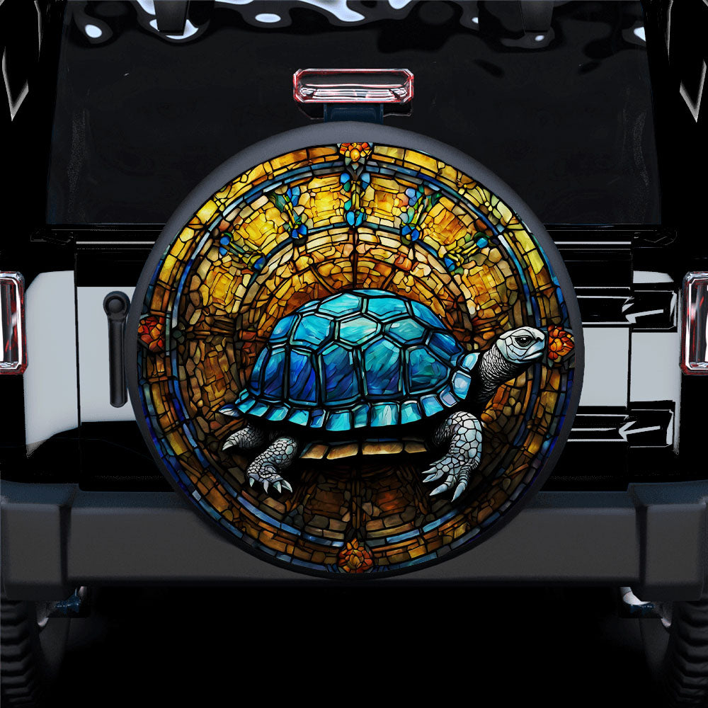 Tortoise Stained Glass Car Spare Tire Cover