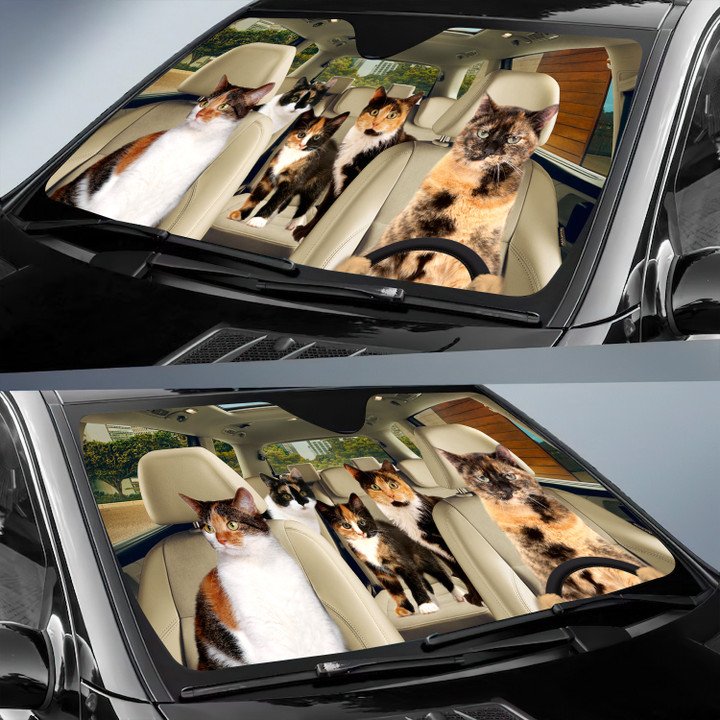 Tortoiseshell Cat Car All Over Printed 3D Sun Shade