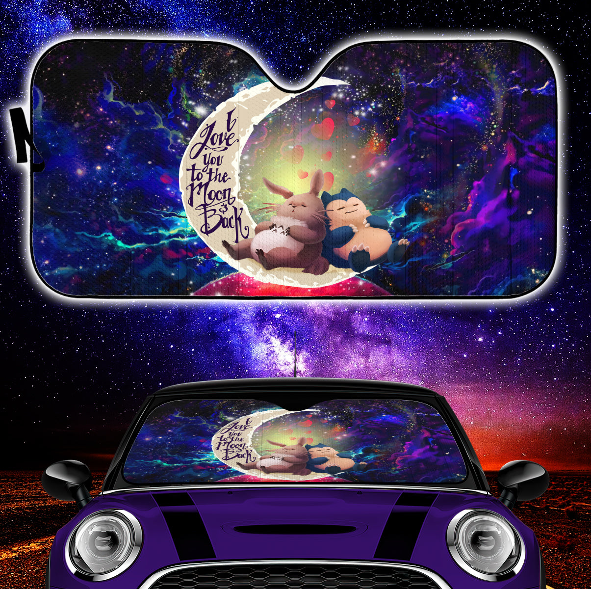 Totoro Ghibli Snorlax Pokemon Love You To The Moon Galaxy Car Auto Sunshades