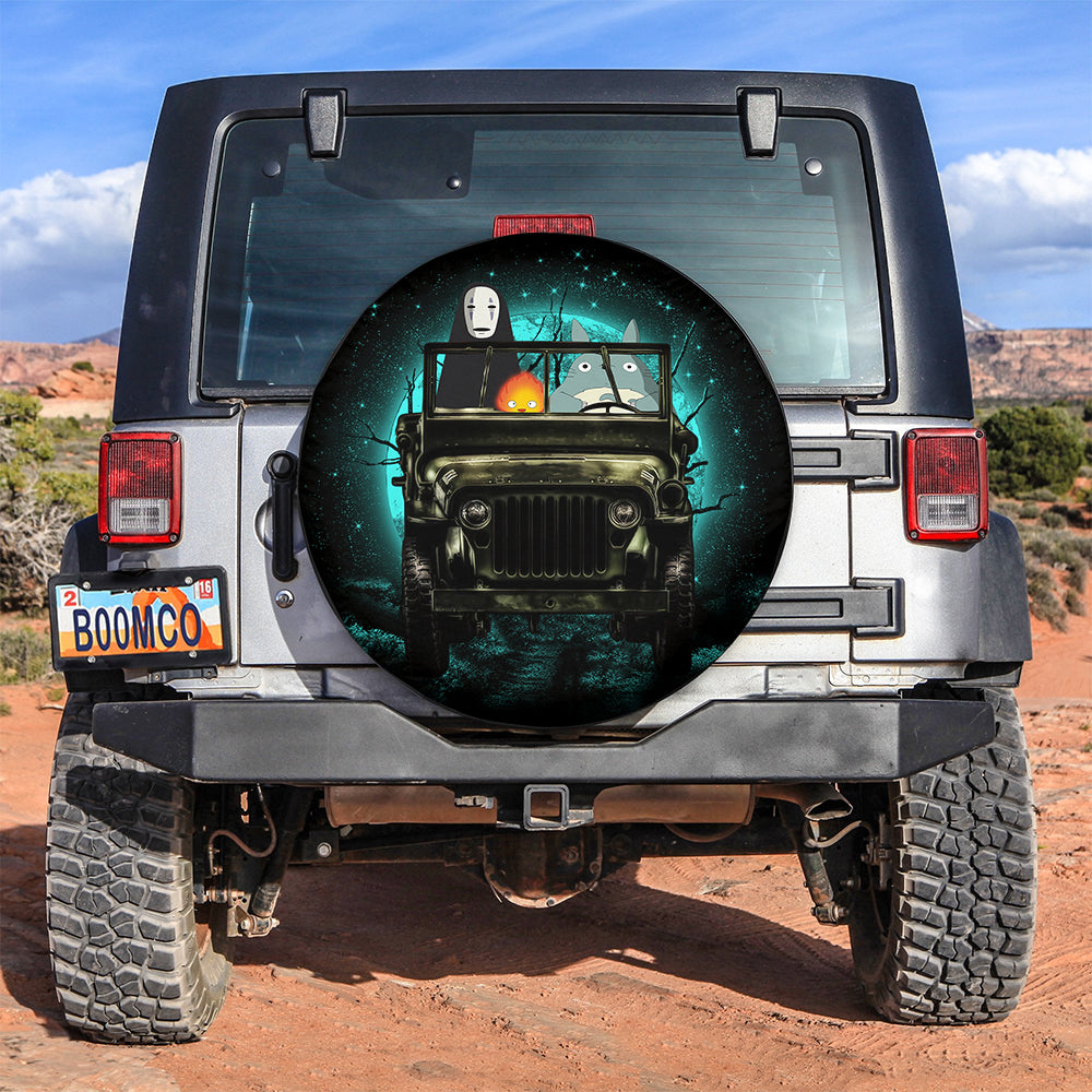Totoro No Face Ghibli Ride Jeep Halloween Funny Anime Car Spare Tire Cover