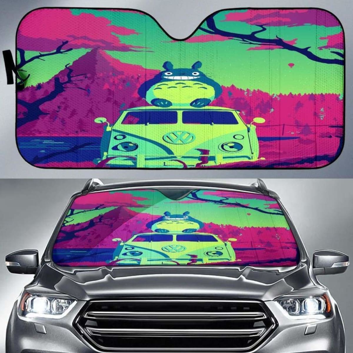 Totoro Smile Car Sun Shades 918b Universal Fit