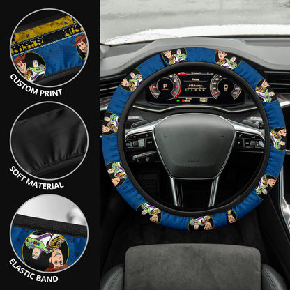 Toy Story Woody And Buzz Lightyear Christmas Premium Custom Car Steering Wheel Cover