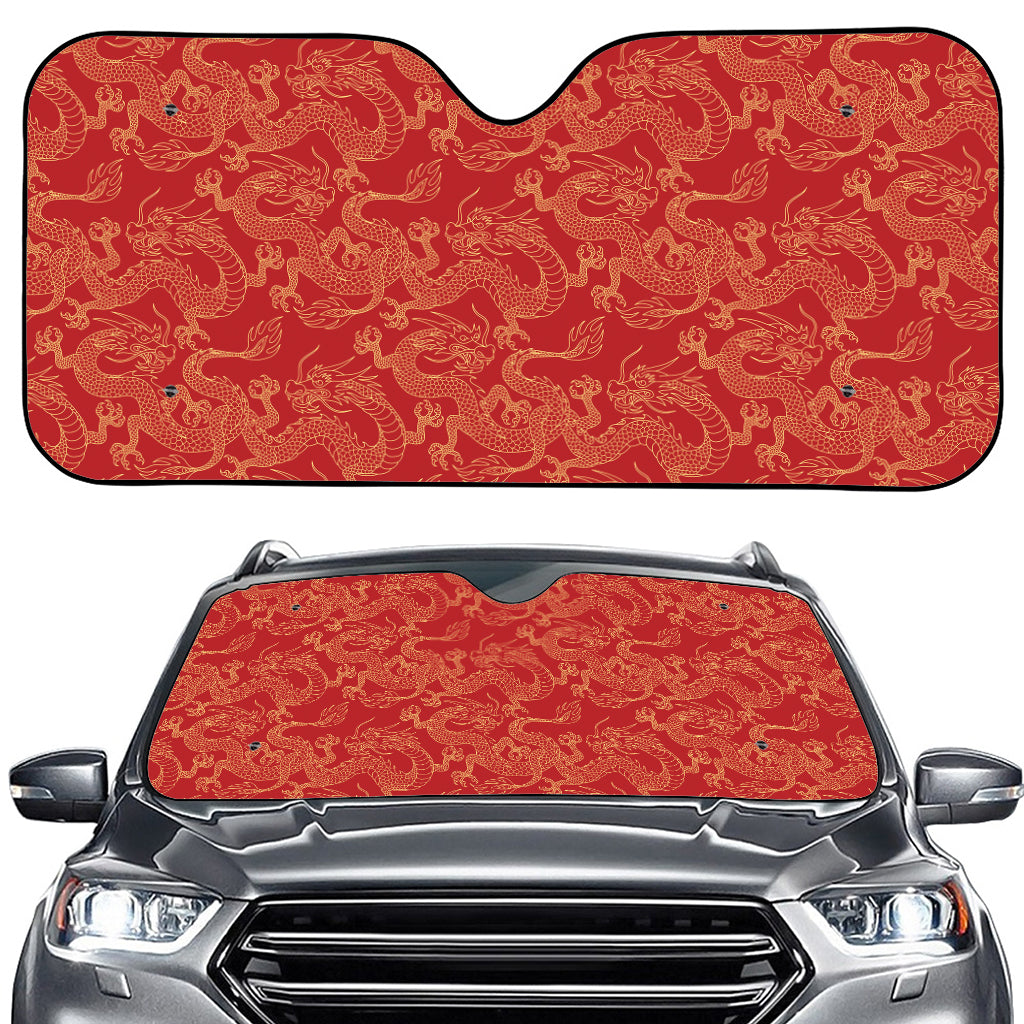 Traditional Chinese Dragon Pattern Print Car Windshield Sun Shade