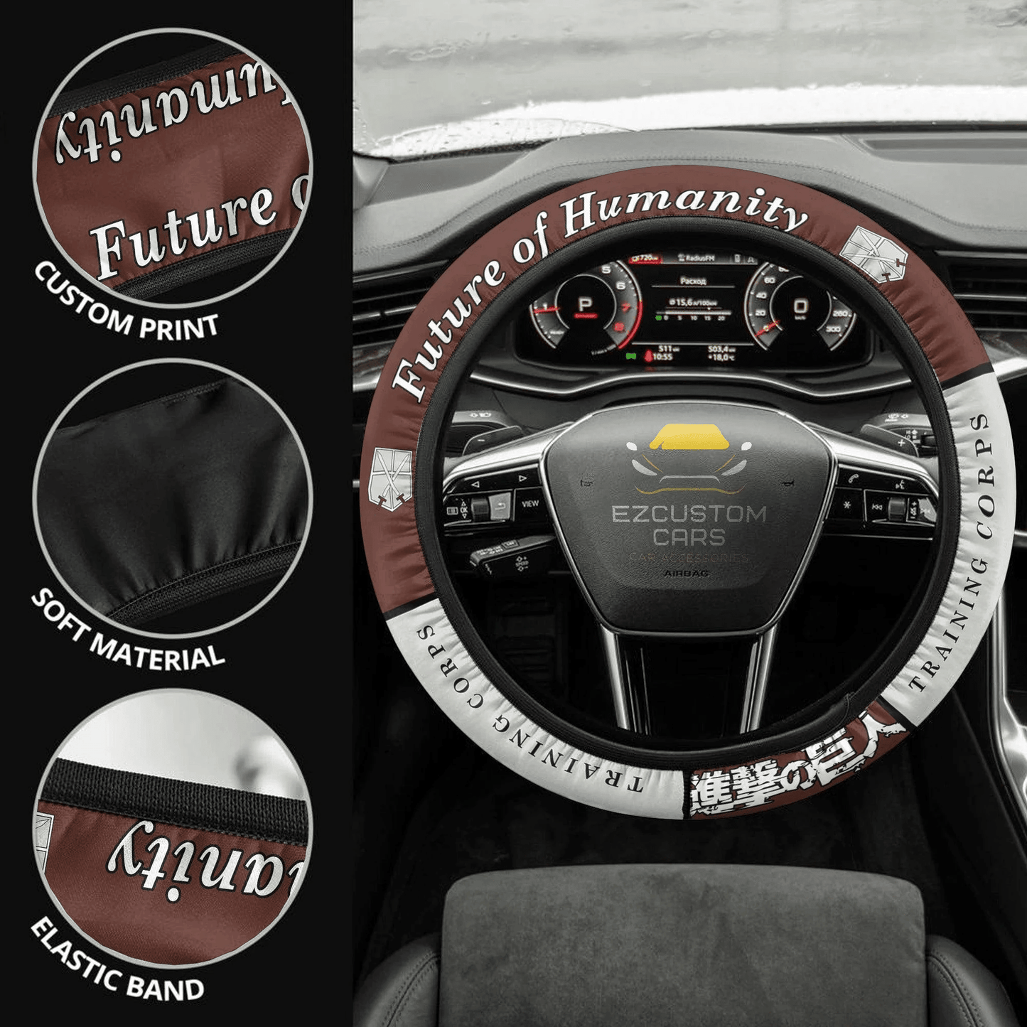 Training Corps Symbols Anime Steering Wheel Cover Custom Anime Attack On Titan Car Accessories