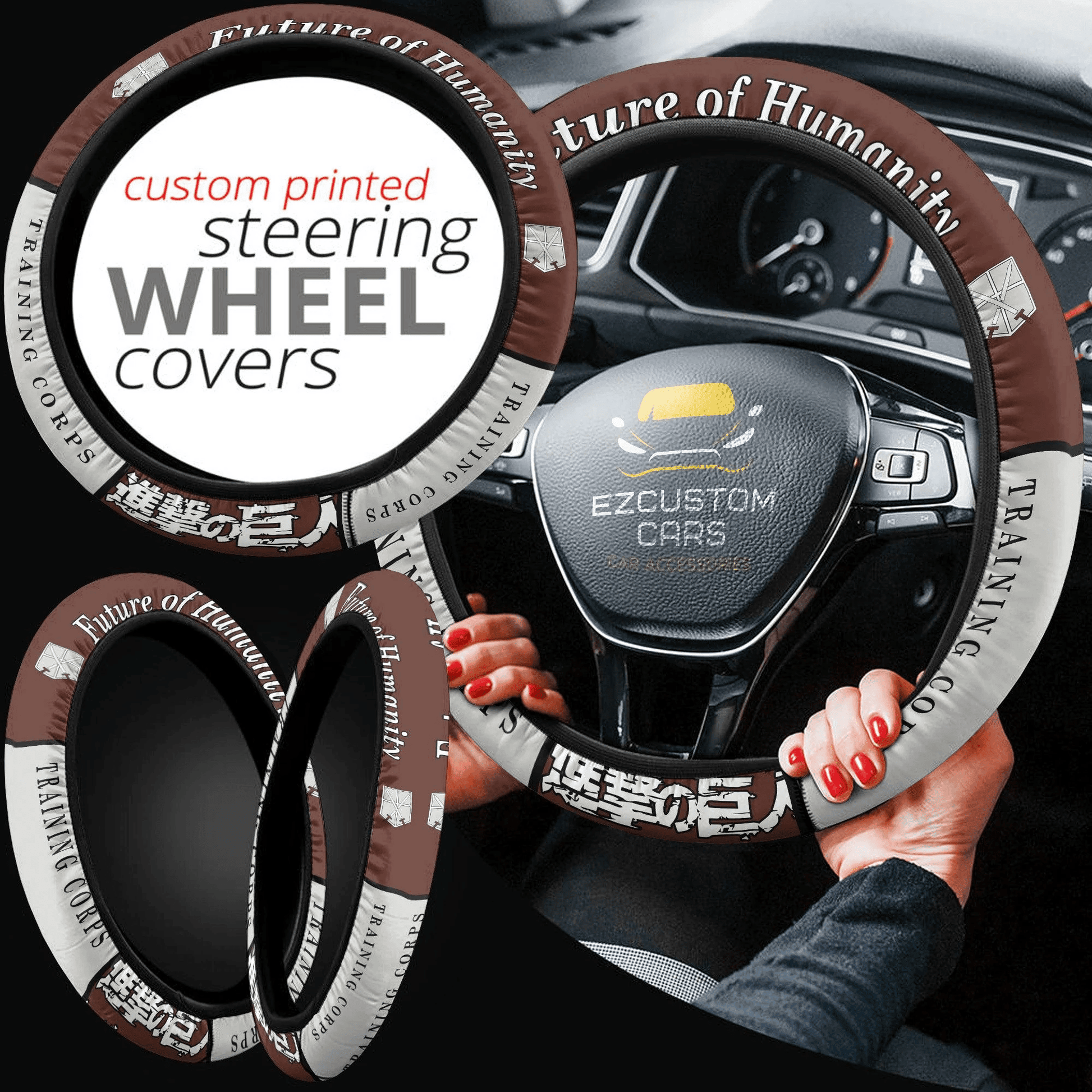 Training Corps Symbols Anime Steering Wheel Cover Custom Anime Attack On Titan Car Accessories