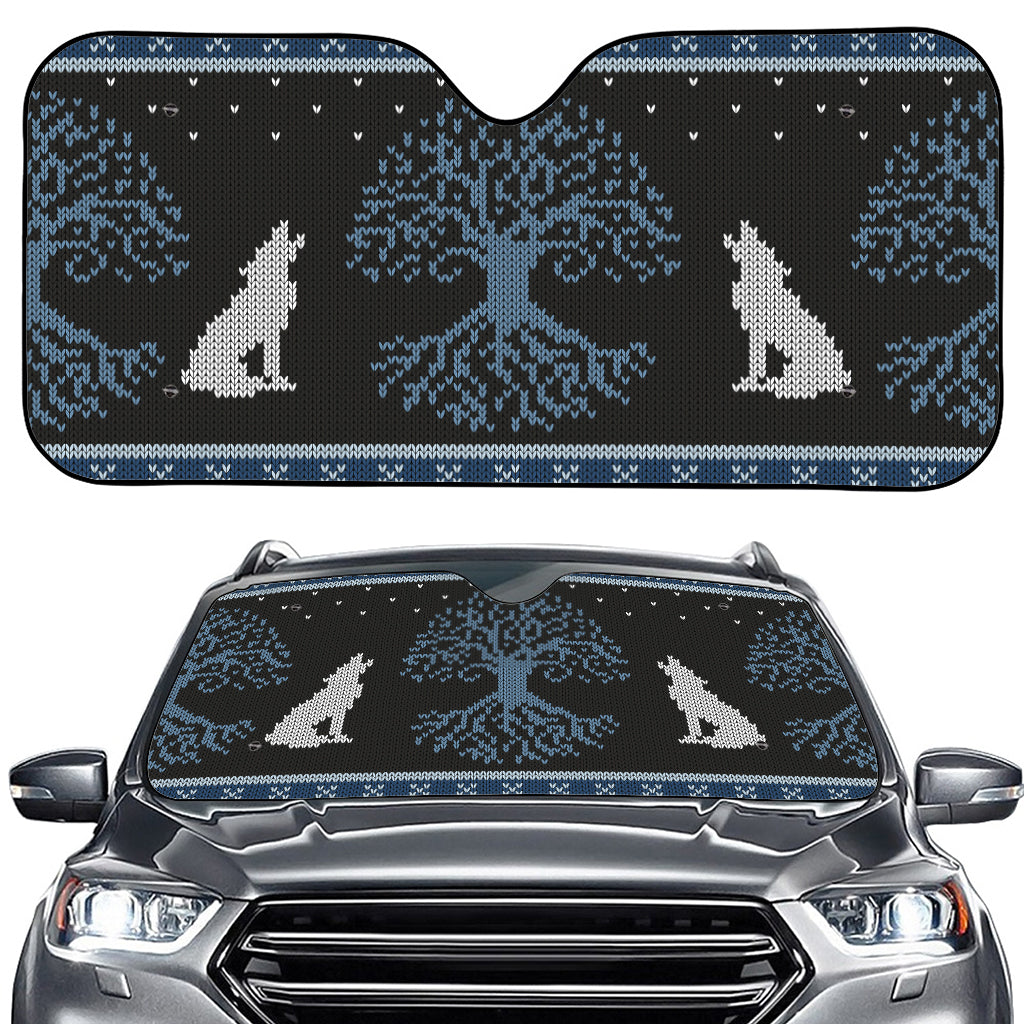 Tree Of Life And Howling Wolves Print Car Windshield Sun Shade