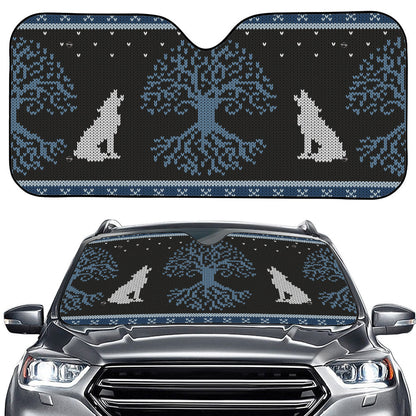 Tree Of Life And Howling Wolves Print Car Windshield Sun Shade