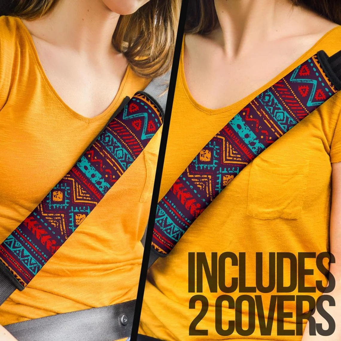 Tribal Geometric Print Car Seat Belt Cover Custom Car Accessories