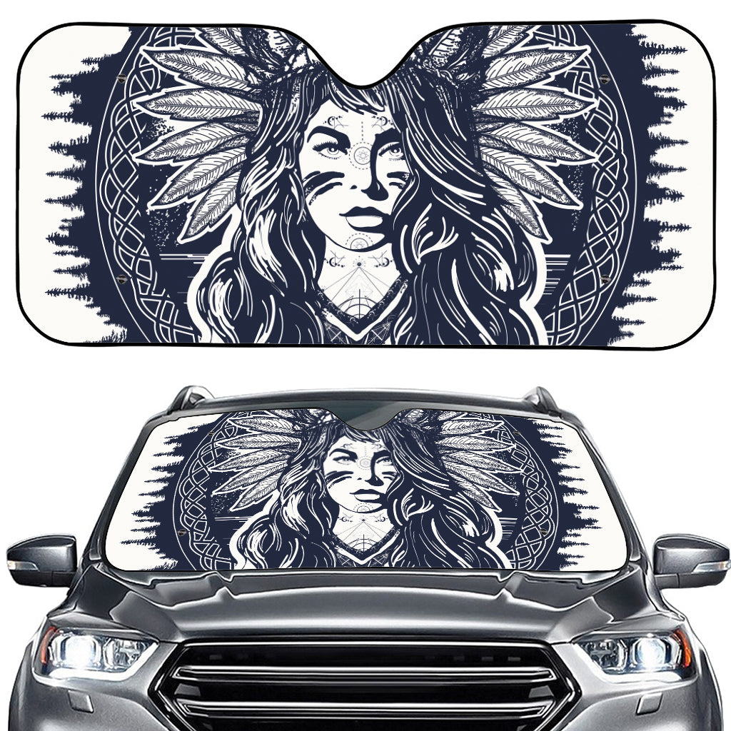 Tribal Native Indian Girl Print Car Windshield Sun Shade