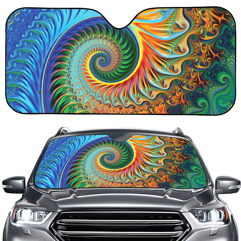 Trippy Fractal Print Car Windshield Sun Shade