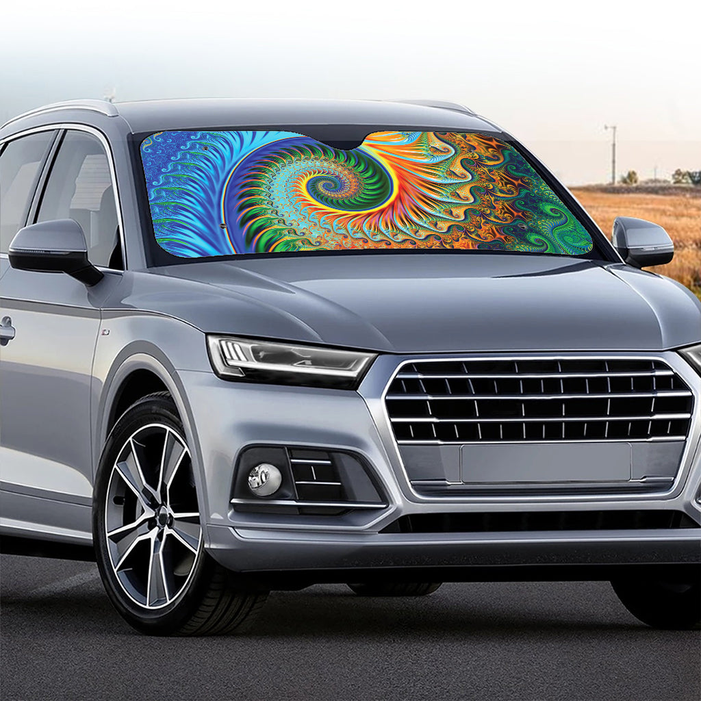 Trippy Fractal Print Car Windshield Sun Shade