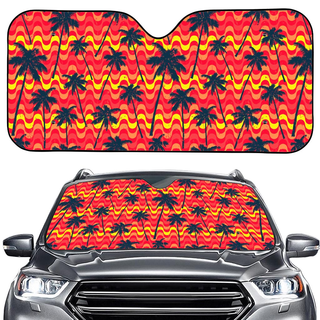 Trippy Palm Tree Pattern Print Car Windshield Sun Shade
