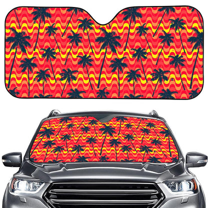 Trippy Palm Tree Pattern Print Car Windshield Sun Shade