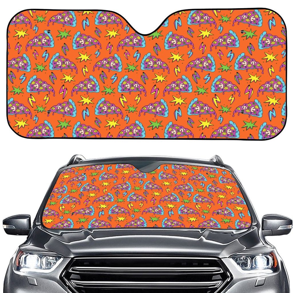 Trippy Pizza Pattern Print Car Windshield Sun Shade