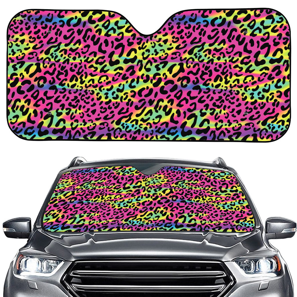 Trippy Psychedelic Leopard Print Car Windshield Sun Shade