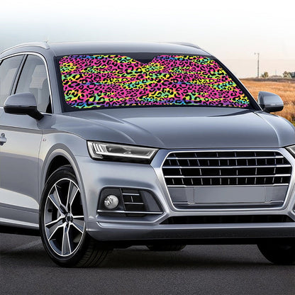 Trippy Psychedelic Leopard Print Car Windshield Sun Shade
