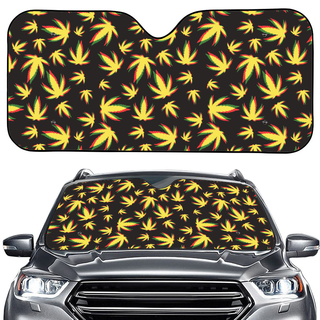 Trippy Weed Leaf Pattern Print Car Windshield Sun Shade