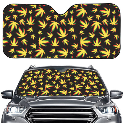 Trippy Weed Leaf Pattern Print Car Windshield Sun Shade