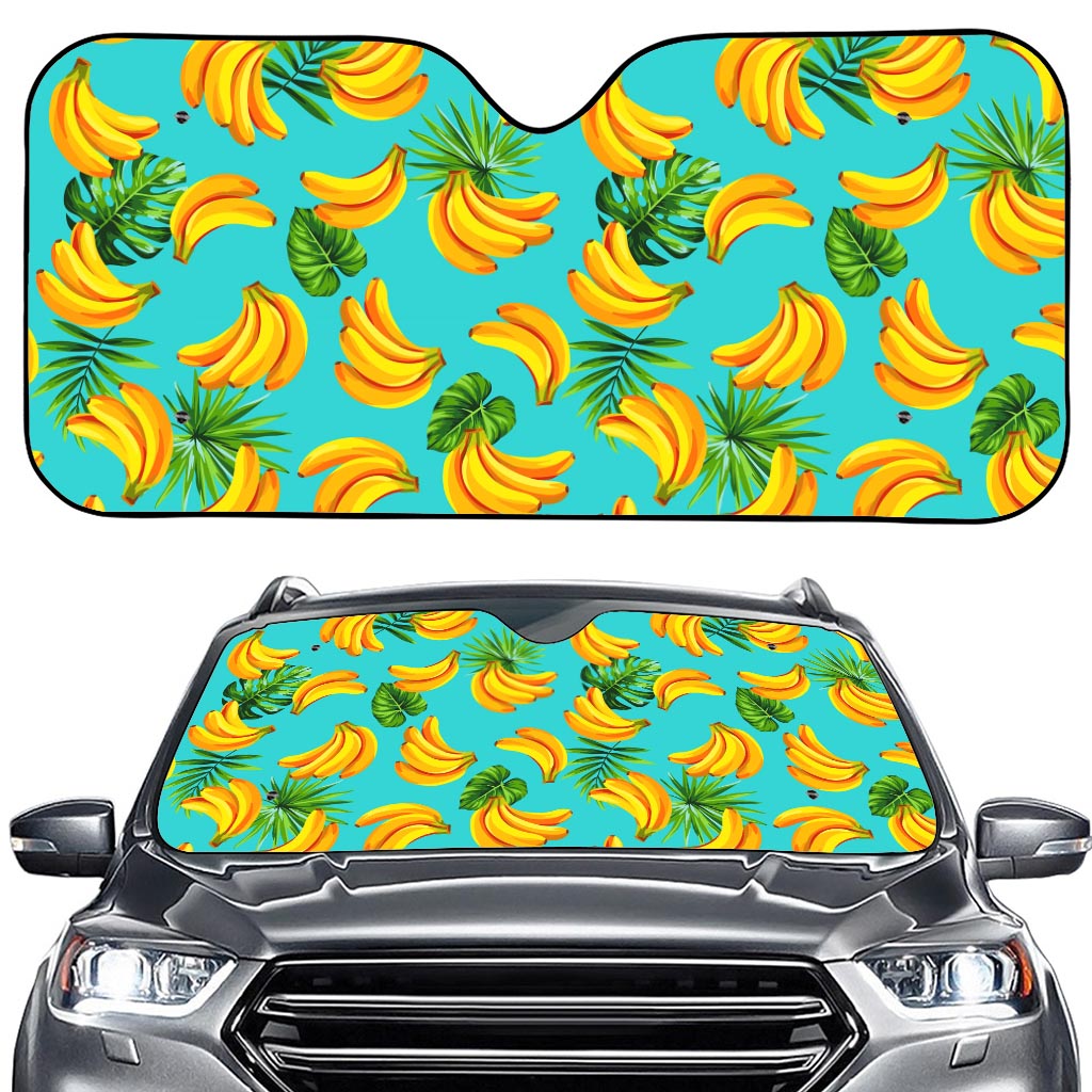 Tropical Banana Leaf Pattern Print Car Windshield Sun Shade