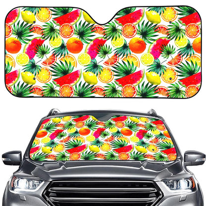 Tropical Fruit Leaf Pattern Print Car Windshield Sun Shade