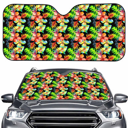 Tropical Hawaii Flowers Pattern Print Car Windshield Sun Shade
