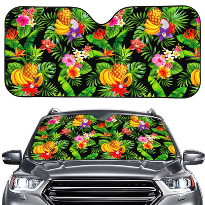 Tropical Hawaiian Fruits Pattern Print Car Windshield Sun Shade