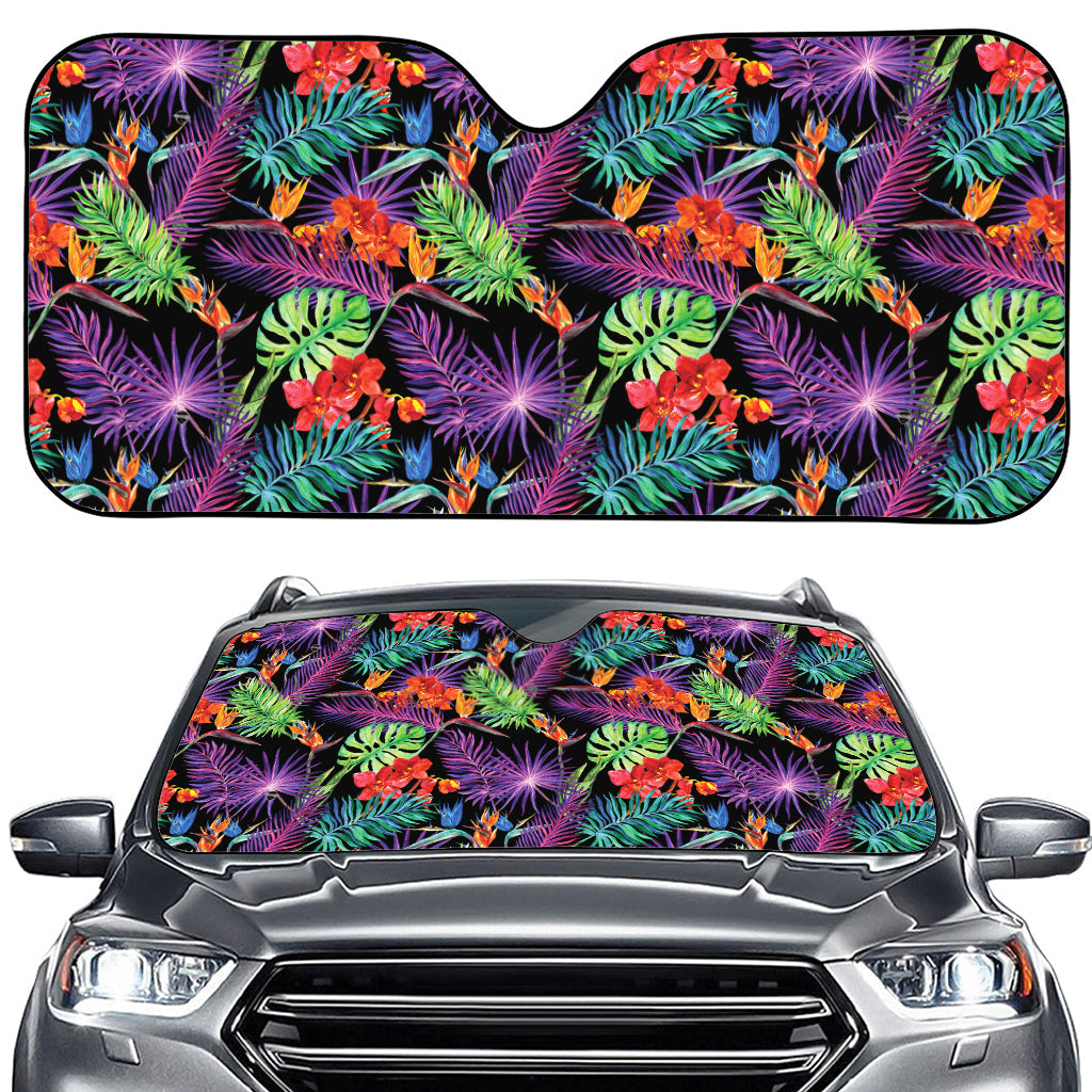 Tropical Hawaiian Jungle Print Car Windshield Sun Shade
