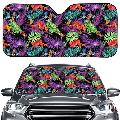 Tropical Hawaiian Jungle Print Car Windshield Sun Shade