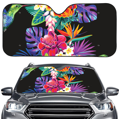Tropical Hummingbird Print Car Windshield Sun Shade