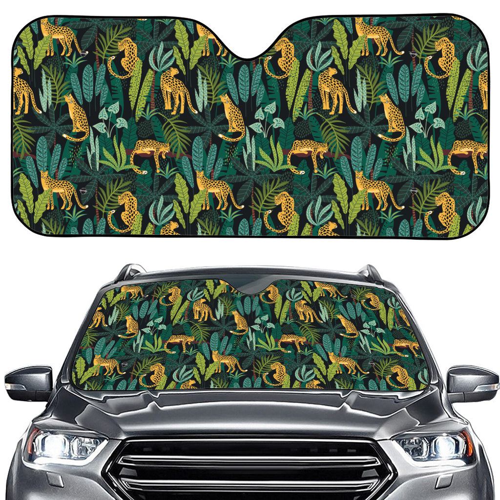 Tropical Jaguar Pattern Print Car Windshield Sun Shade