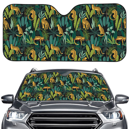 Tropical Jaguar Pattern Print Car Windshield Sun Shade