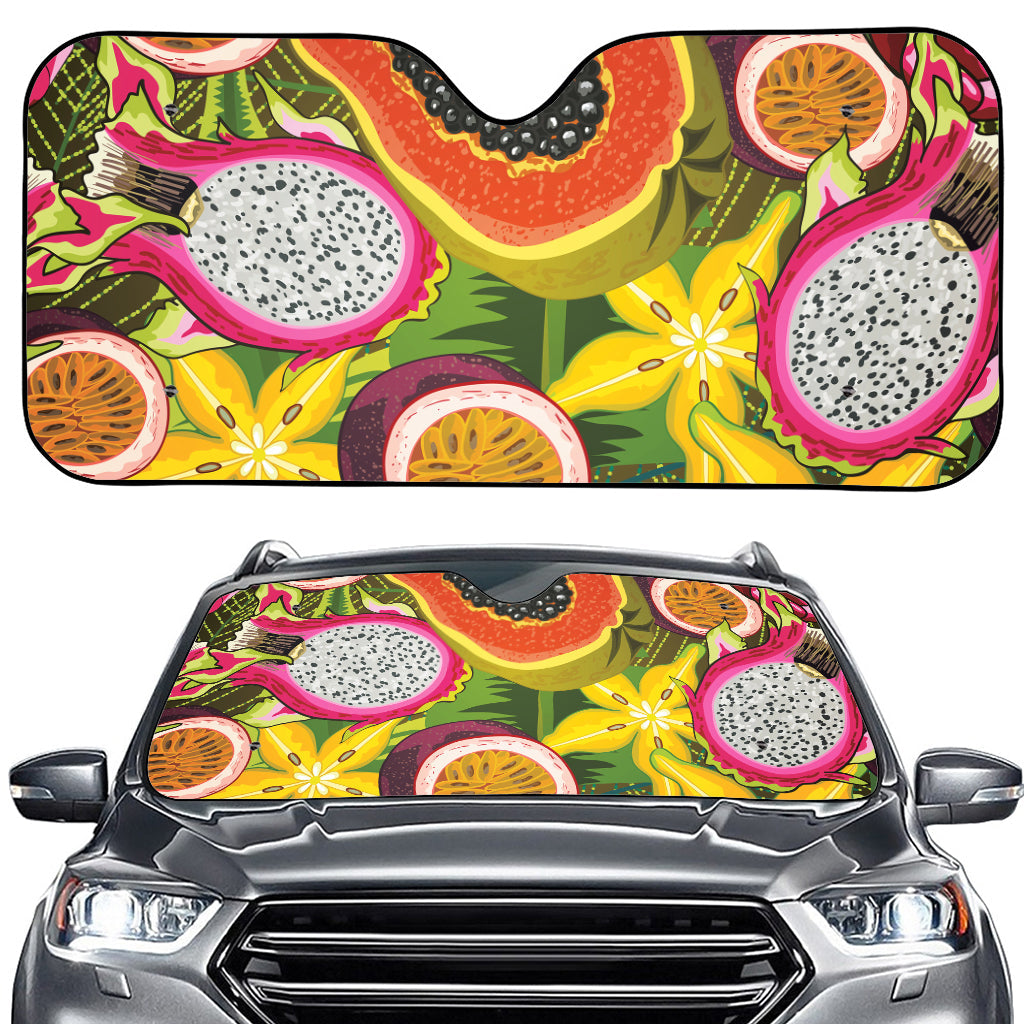 Tropical Jungle Fruits Pattern Print Car Windshield Sun Shade