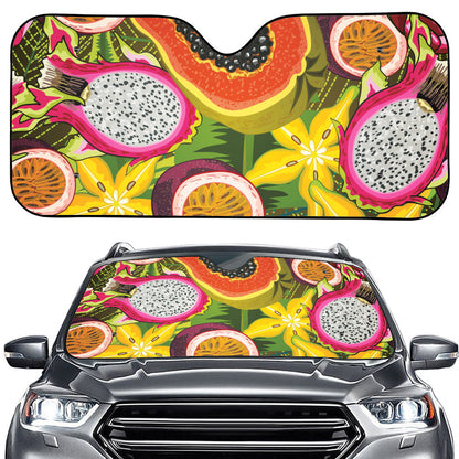 Tropical Jungle Fruits Pattern Print Car Windshield Sun Shade