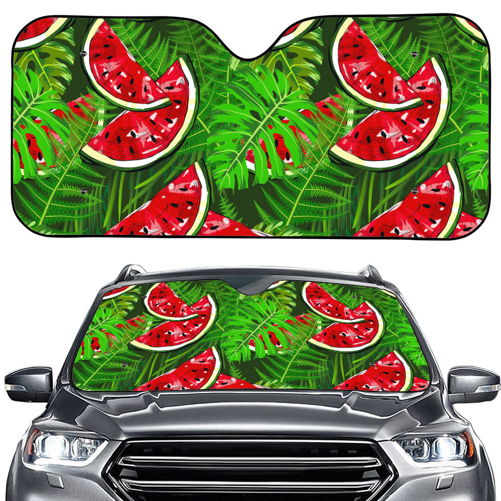 Tropical Leaf Watermelon Pattern Print Car Windshield Sun Shade