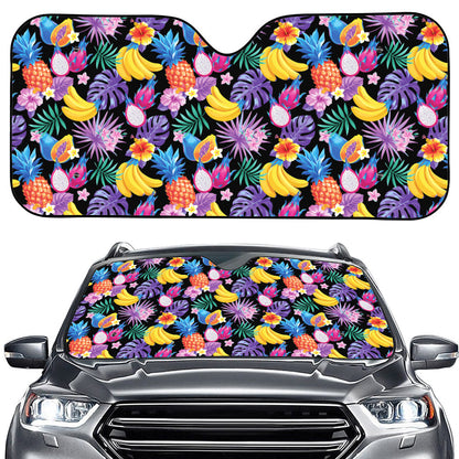 Tropical Palm And Hawaiian Fruits Print Car Windshield Sun Shade