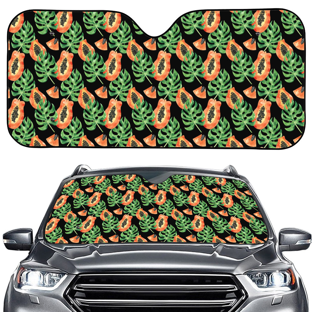 Tropical Papaya Pattern Print Car Windshield Sun Shade