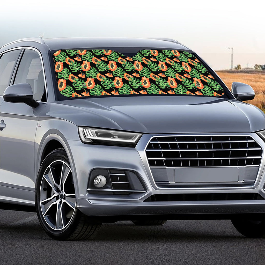 Tropical Papaya Pattern Print Car Windshield Sun Shade
