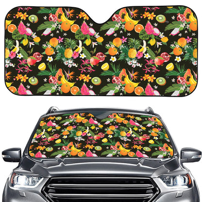 Tropical Paradise Fruits Pattern Print Car Windshield Sun Shade