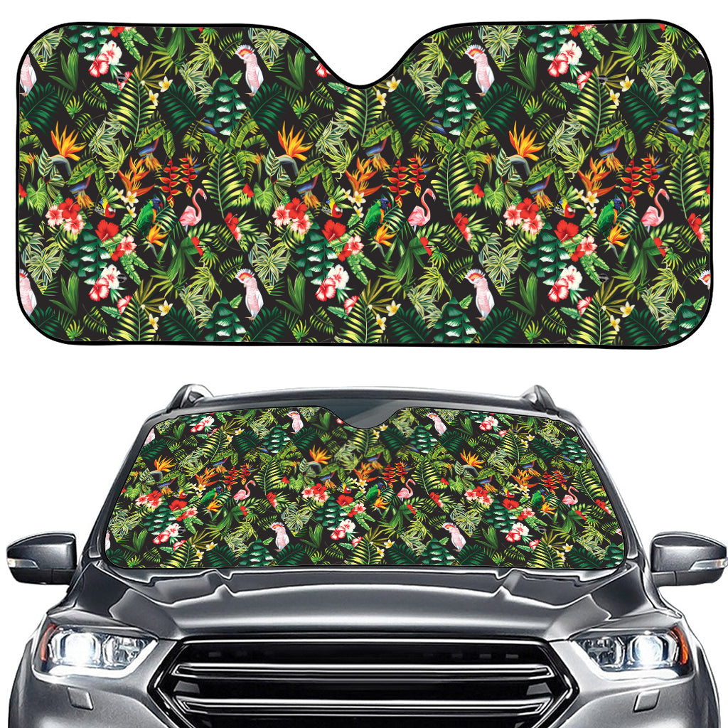 Tropical Patchwork Pattern Print Car Windshield Sun Shade
