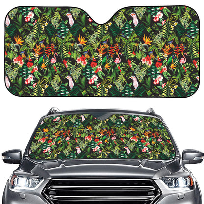 Tropical Patchwork Pattern Print Car Windshield Sun Shade