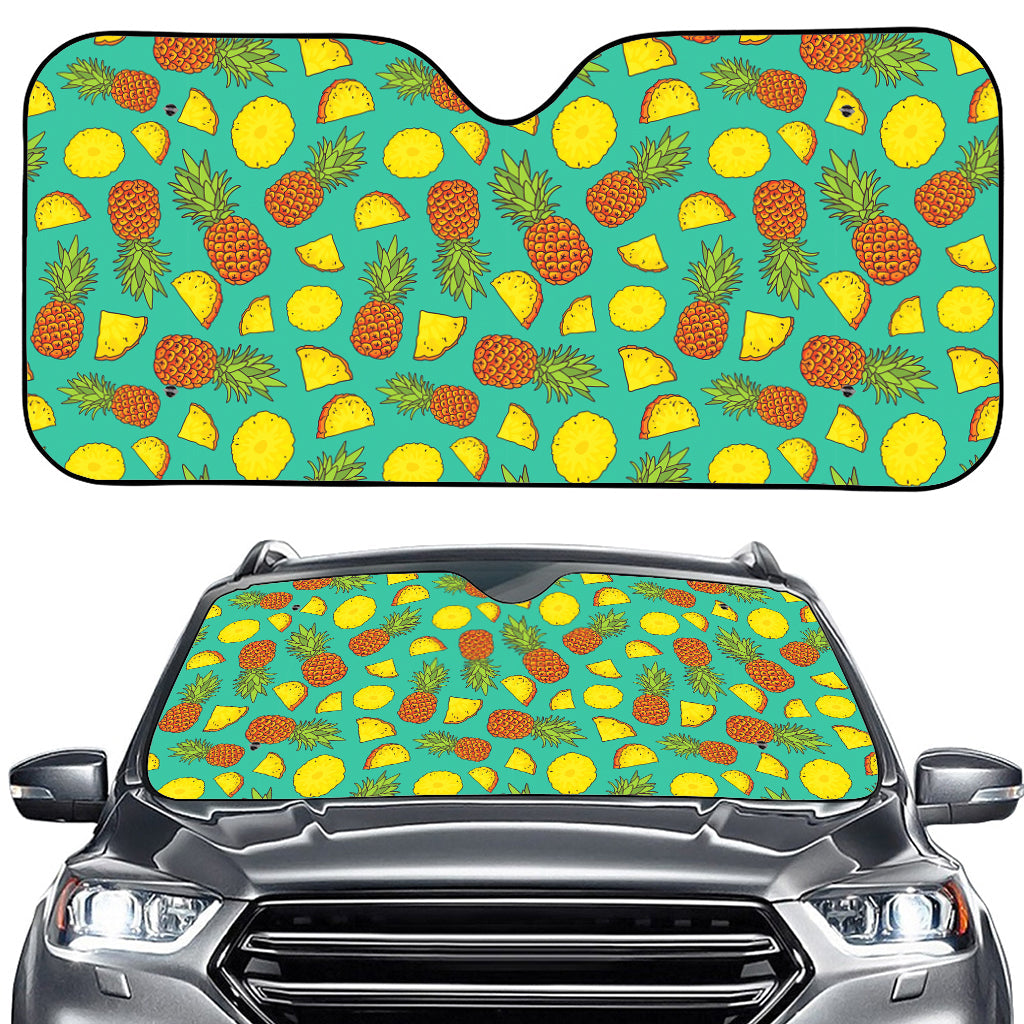 Tropical Pineapples Pattern Print Car Windshield Sun Shade