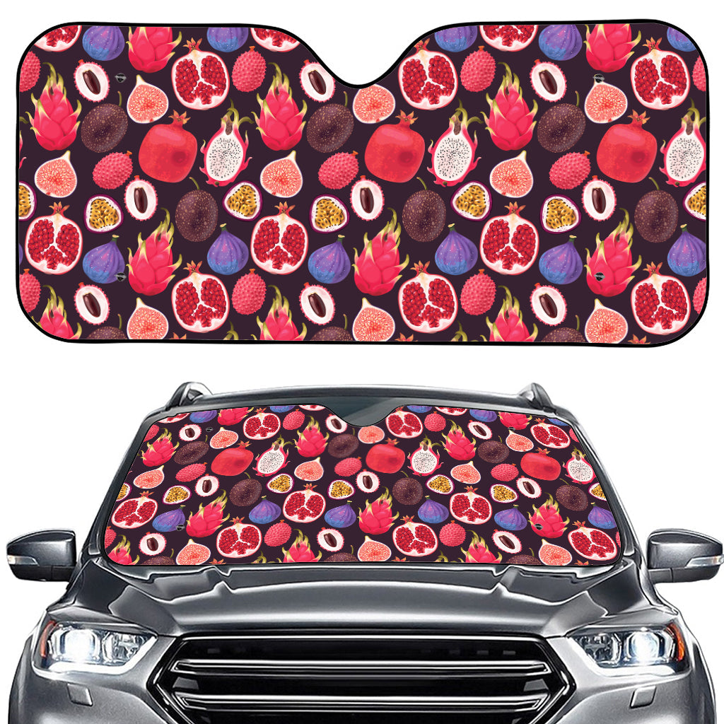 Tropical Summer Fruits Pattern Print Car Windshield Sun Shade
